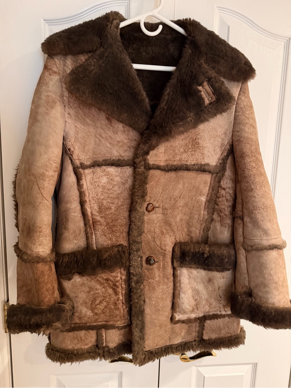 Brown Shearling Coat - Vintage Men’s Jacket size 42